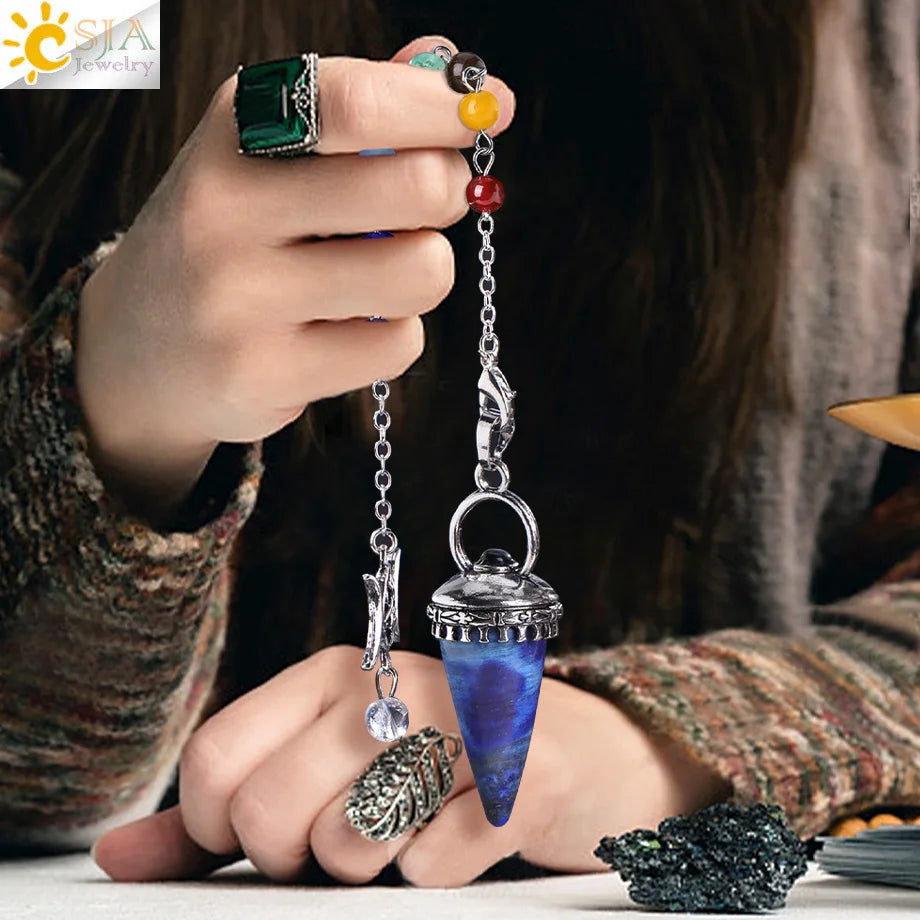 Spiritual Crystal Pendulums for Divination Dowsing Reiki Natural Stone Tiger Eye Pink Clear Quartz Yoga Esoterism Pendulos H494