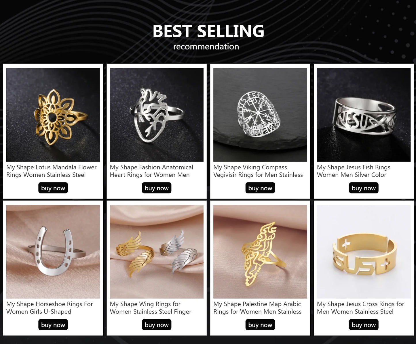 My Shape Yoga Om Symbol Rings Women Stainless Steel Finger Aum Ohm Om Hindu Spiritual Religious Jewelry Amulet Gifts for Men