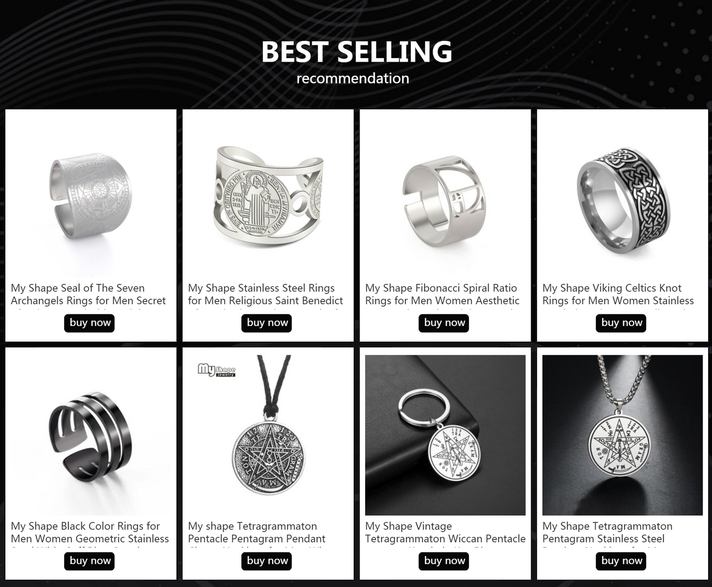 My Shape Tetragrammaton Pentacle Rings Stainless Steel Pentagram Protection Amulet Wiccan Magical Finger Ring for Men Jewelry