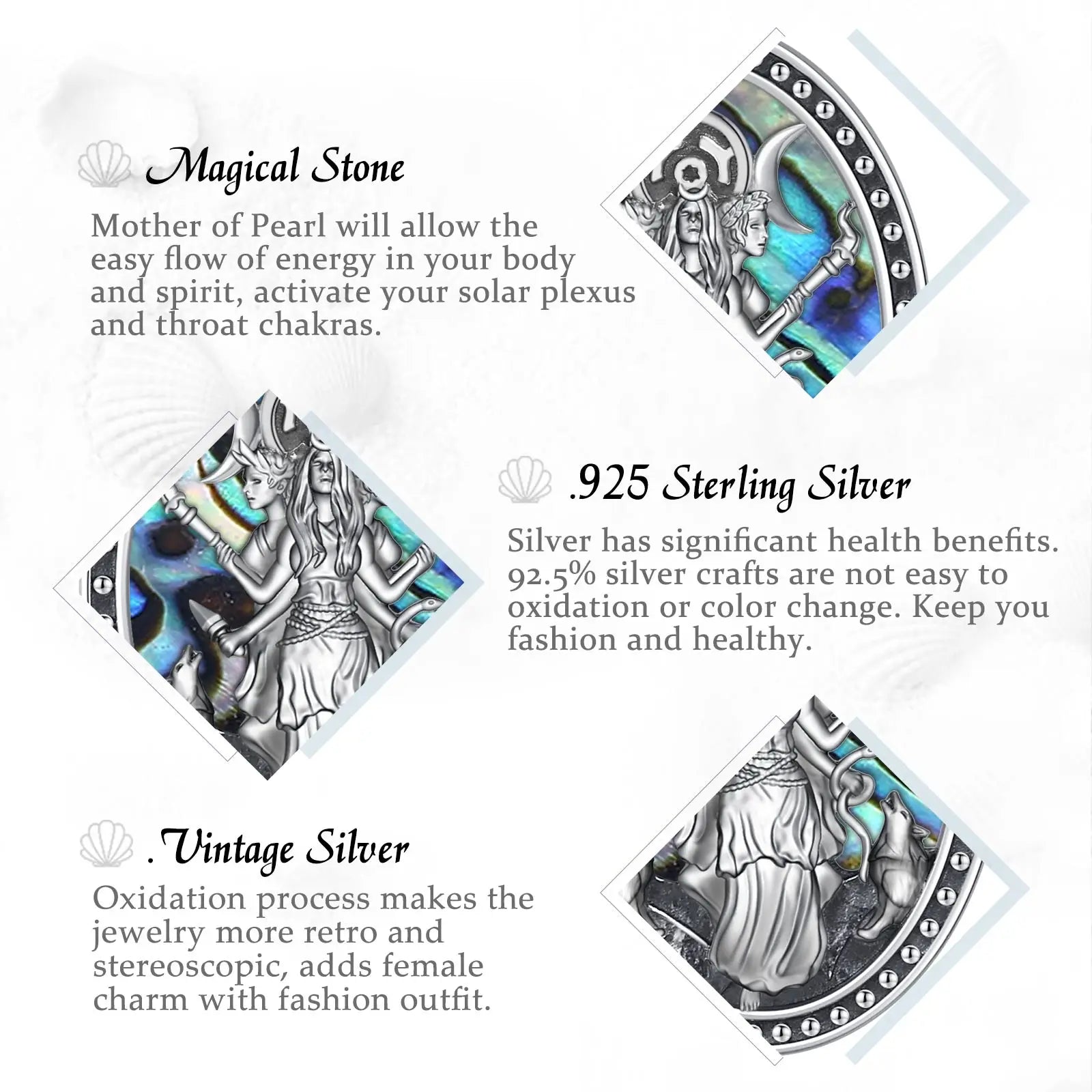 Sterling Silver Triple Moon Goddess Necklace (Hecate) - Elementsofthewitch