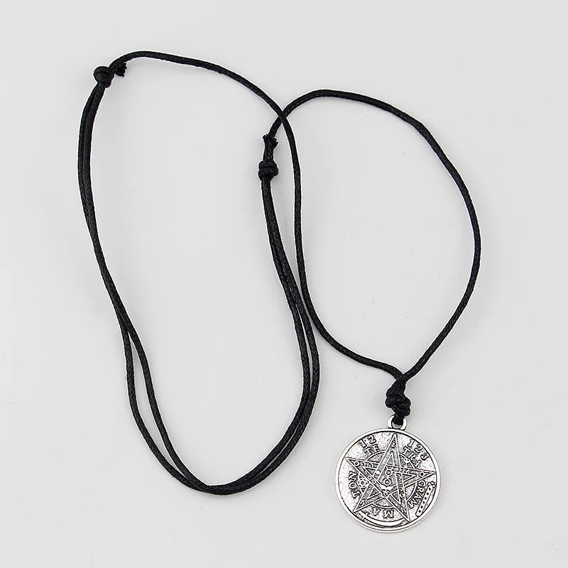 Tetragrammaton Pentacle Pentagram Pendant Charm Necklace for Men Wiccan Talisman Pagen Amulet Vintage Jewelry