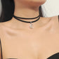 Double Layers Black Choker Necklace Crescent Pendant Statement Gothic Witchy Halfmoon Luna Women Neck Jewelry Gift