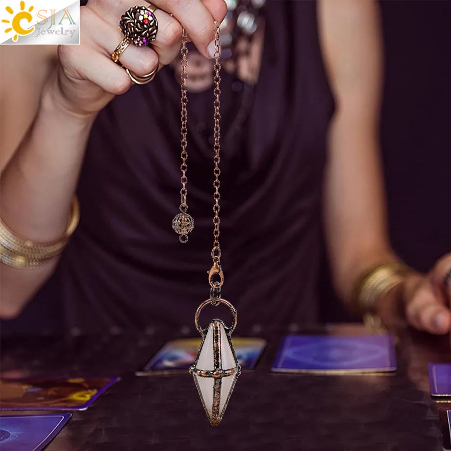 Spiritual Crystal Pendulums for Divination Dowsing Reiki Natural Stone Tiger Eye Pink Clear Quartz Yoga Esoterism Pendulos H494