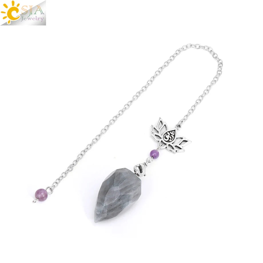 Spiritual Crystal Pendulums for Divination Dowsing Reiki Natural Stone Tiger Eye Pink Clear Quartz Yoga Esoterism Pendulos H494