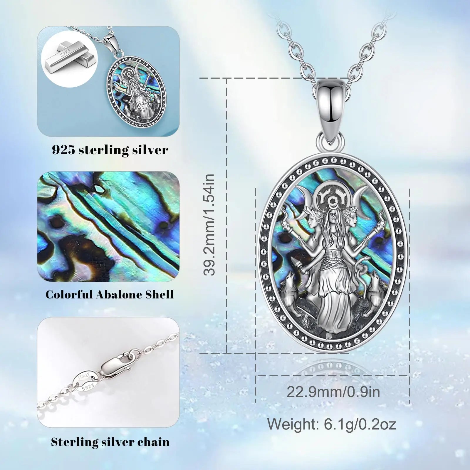 Sterling Silver Triple Moon Goddess Necklace (Hecate) - Elementsofthewitch