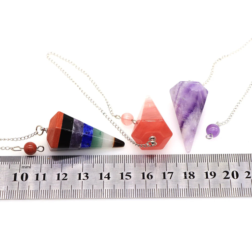 Natural Quartz Reiki Healing Pendulum Dowsing Spiritual Divination Cone Crystal Gemstone Pendulos Witchcraft Supplies Wholesale