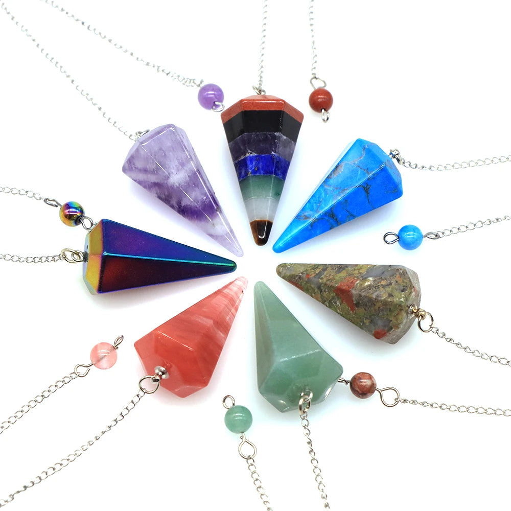 Natural Quartz Reiki Healing Pendulum Dowsing Spiritual Divination Cone Crystal Gemstone Pendulos Witchcraft Supplies Wholesale