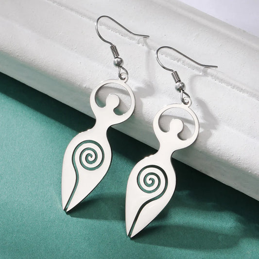 Triple Moon Goddess Dangle Earrings