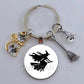 DIY Halloween Keyring Witchy Witchcraft hat Keychain Cat Key Chains Gothic Broomstick Charms Gift For Witch Lover Jewlery