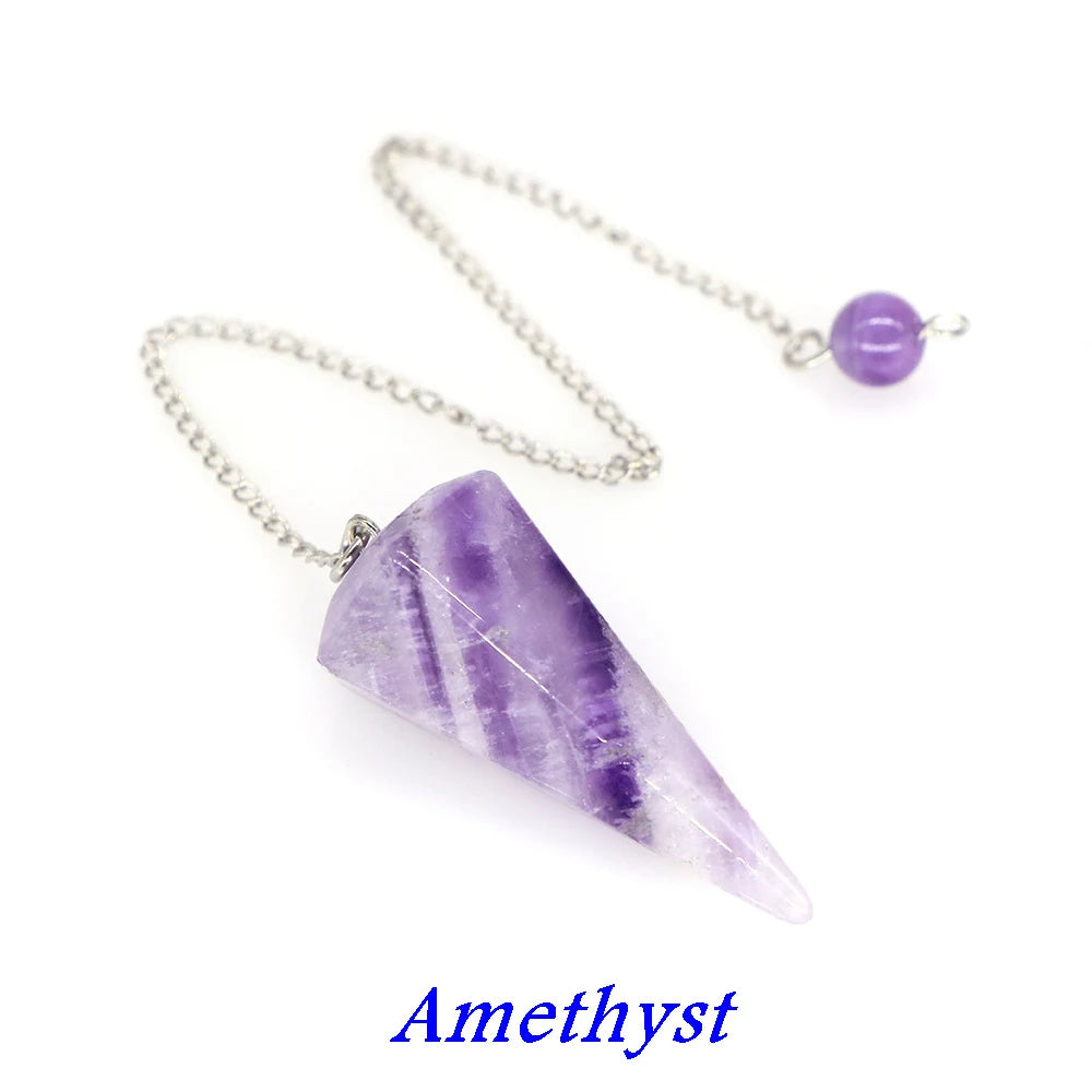 Natural Quartz Reiki Healing Pendulum Dowsing Spiritual Divination Cone Crystal Gemstone Pendulos Witchcraft Supplies Wholesale