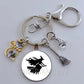 DIY Halloween Keyring Witchy Witchcraft hat Keychain Cat Key Chains Gothic Broomstick Charms Gift For Witch Lover Jewlery