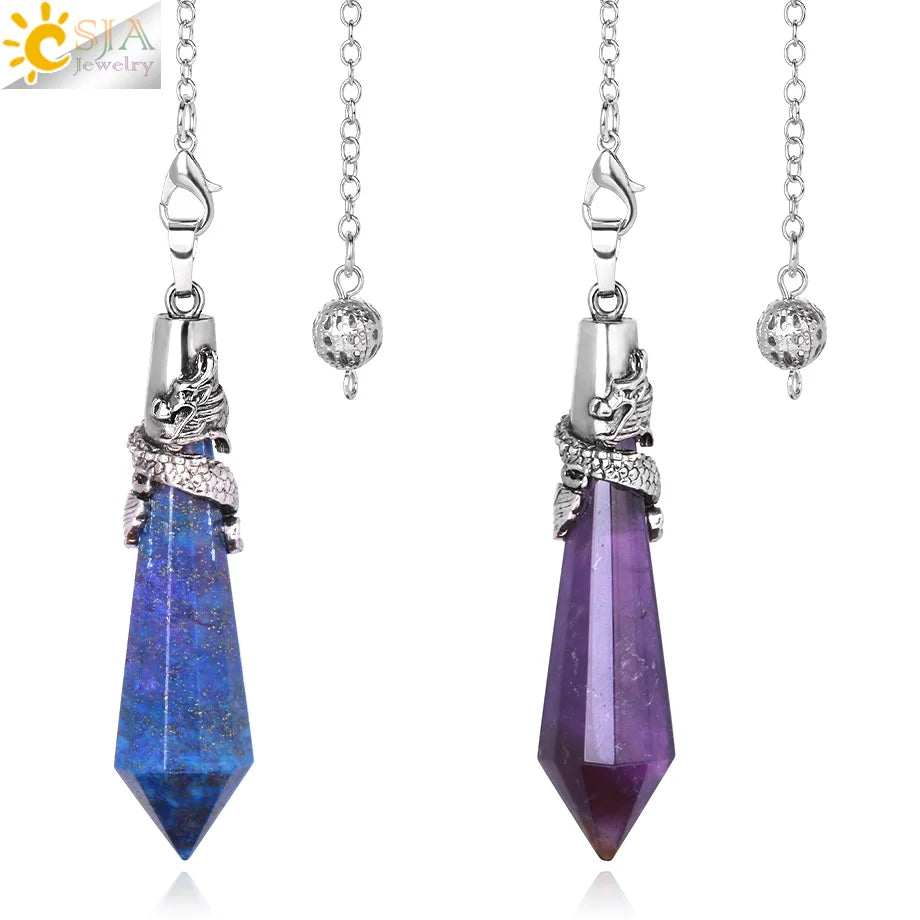 Spiritual Crystal Pendulums for Divination Dowsing Reiki Natural Stone Tiger Eye Pink Clear Quartz Yoga Esoterism Pendulos H494