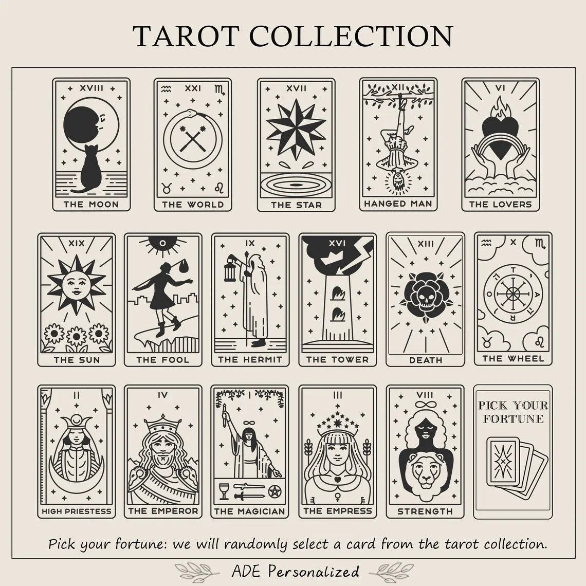Personalized Tarot Card Necklace Box Chain Hang Tag Necklace Customized Spiritual Jewelry Best Friend Gift