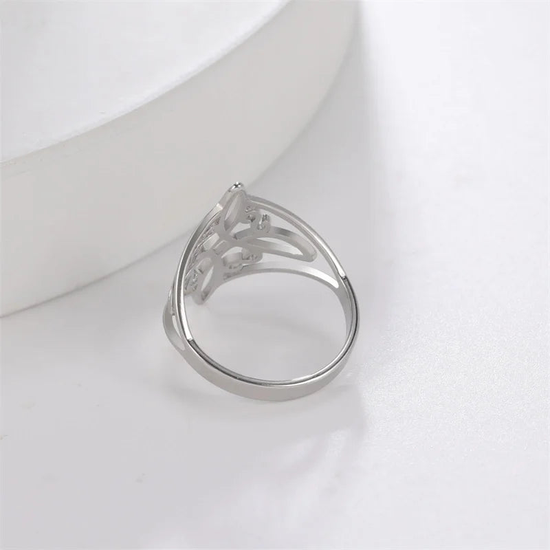 Witch Knot Stainless Steel Ring for Women Wiccan Cross Celtics Knot Rings Witchcraft Good Luck Protection Amulet Jewelry Gifts