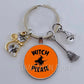 DIY Halloween Keyring Witchy Witchcraft hat Keychain Cat Key Chains Gothic Broomstick Charms Gift For Witch Lover Jewlery