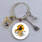 DIY Halloween Keyring Witchy Witchcraft hat Keychain Cat Key Chains Gothic Broomstick Charms Gift For Witch Lover Jewlery