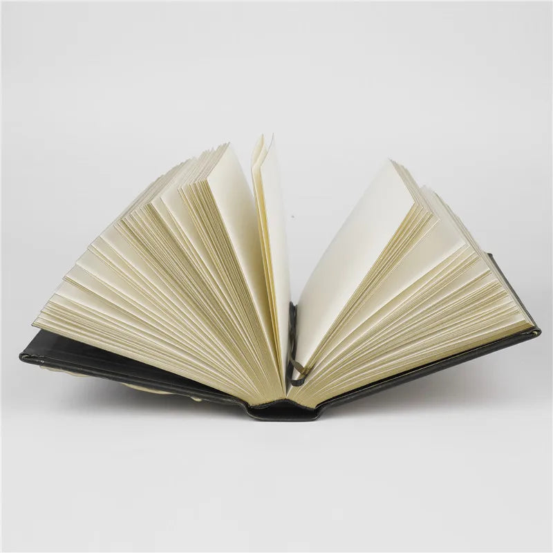 Retro Magic Notebook 3D Relief Sculpture Flying Horse Pentagram Inlaid With Natural Crystal Stone Thickened Multi Page Notebook