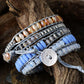 Creative Opal Stone 5 Layers Crystal Wristband Vintage Wrap Bracelet Cuff Bangle Handmade Spiritual Bohemia Jewelry