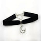 Crescent moon choker thick black velvet with jewelry large silver color charm gothic witchy choker gift fashion