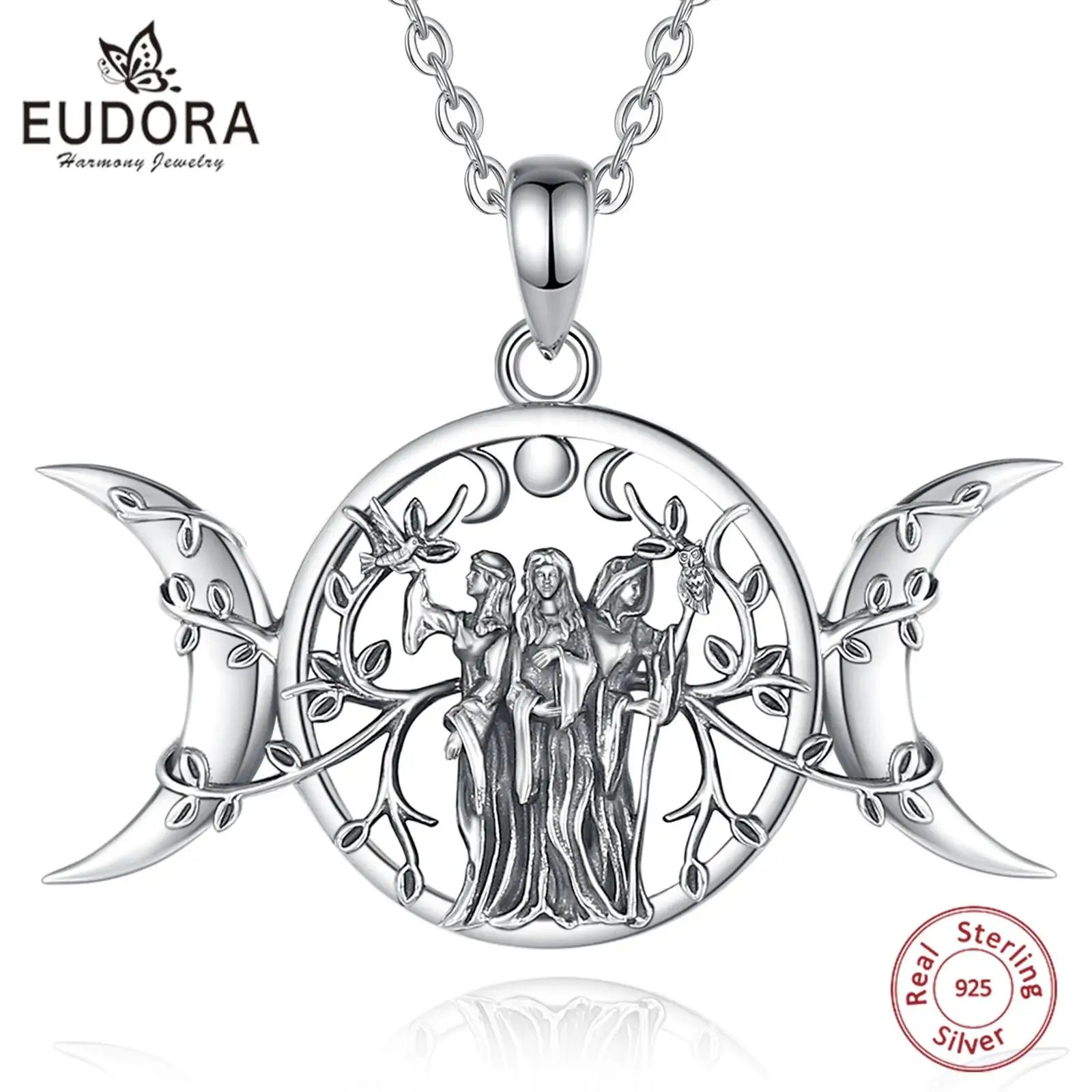 Sterling Silver Triple Moon Goddess - Elementsofthewitch