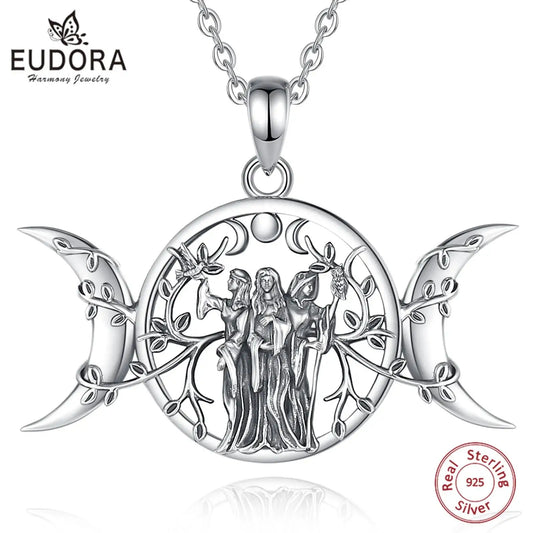 Sterling Silver Triple Moon Goddess - Elementsofthewitch
