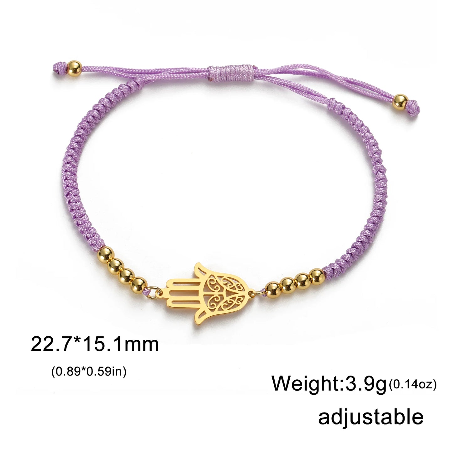 LIKGREAT Classic Hand of Fatima Adjustable Bracelets Lucky Amulet Hamsa Spiritual Jewelry Stainless Steel Men Women Wiccan Gift
