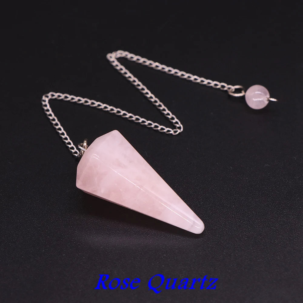 Natural Quartz Reiki Healing Pendulum Dowsing Spiritual Divination Cone Crystal Gemstone Pendulos Witchcraft Supplies Wholesale