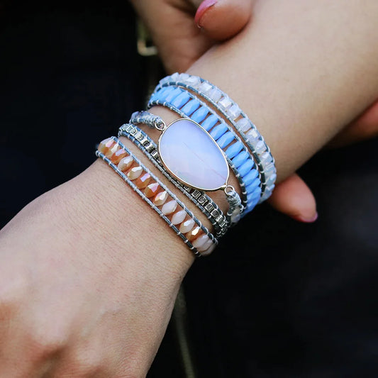 Opal Stone Layered Wrap Bracelet - Elementsofthewitch