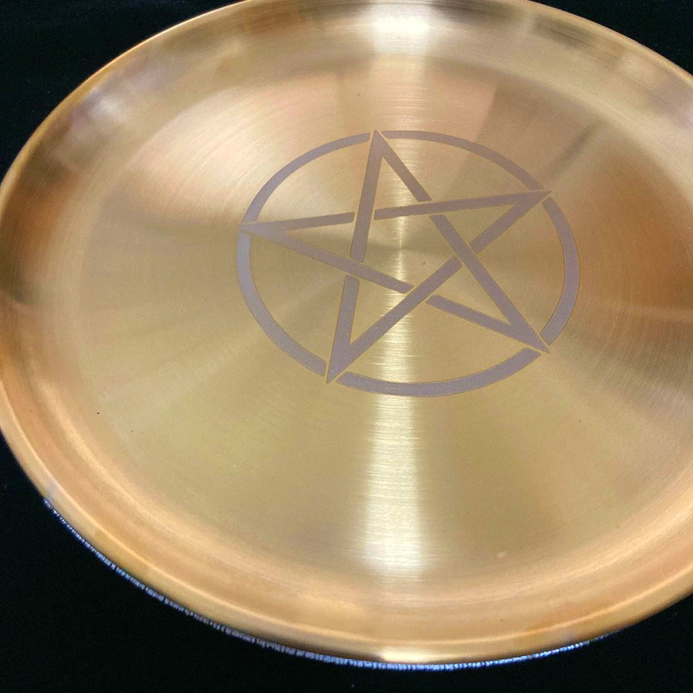 Pentagram Candlestick Table Altar Plate - Elementsofthewitch