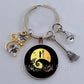 DIY Halloween Keyring Witchy Witchcraft hat Keychain Cat Key Chains Gothic Broomstick Charms Gift For Witch Lover Jewlery