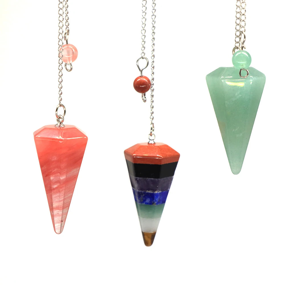 Natural Quartz Reiki Healing Pendulum Dowsing Spiritual Divination Cone Crystal Gemstone Pendulos Witchcraft Supplies Wholesale