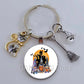 DIY Halloween Keyring Witchy Witchcraft hat Keychain Cat Key Chains Gothic Broomstick Charms Gift For Witch Lover Jewlery
