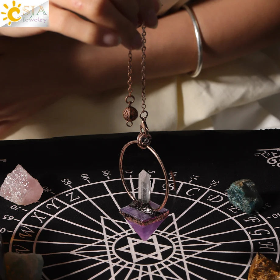 Spiritual Crystal Pendulums for Divination Dowsing Reiki Natural Stone Tiger Eye Pink Clear Quartz Yoga Esoterism Pendulos H494