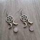 Pentagram Crescent Moon Rose Stone Earrings Natural Stone Wicca Witchy Creative Gorgeous Wedding Pagan Gothic Women Gift Fashion