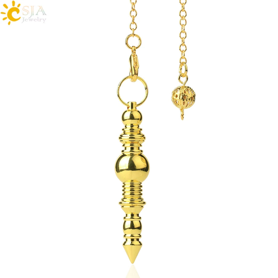 CSJA Spiritual products Metal Pendulum for Dowsing Pendulum Divination Silver Color Pendant Wicca Metaphysical Pendulo G652