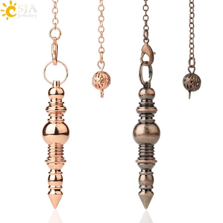 CSJA Spiritual products Metal Pendulum for Dowsing Pendulum Divination Silver Color Pendant Wicca Metaphysical Pendulo G652