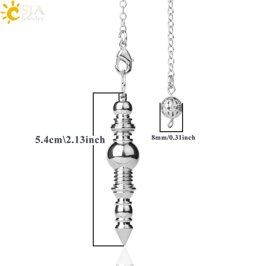 CSJA Spiritual products Metal Pendulum for Dowsing Pendulum Divination Silver Color Pendant Wicca Metaphysical Pendulo G652