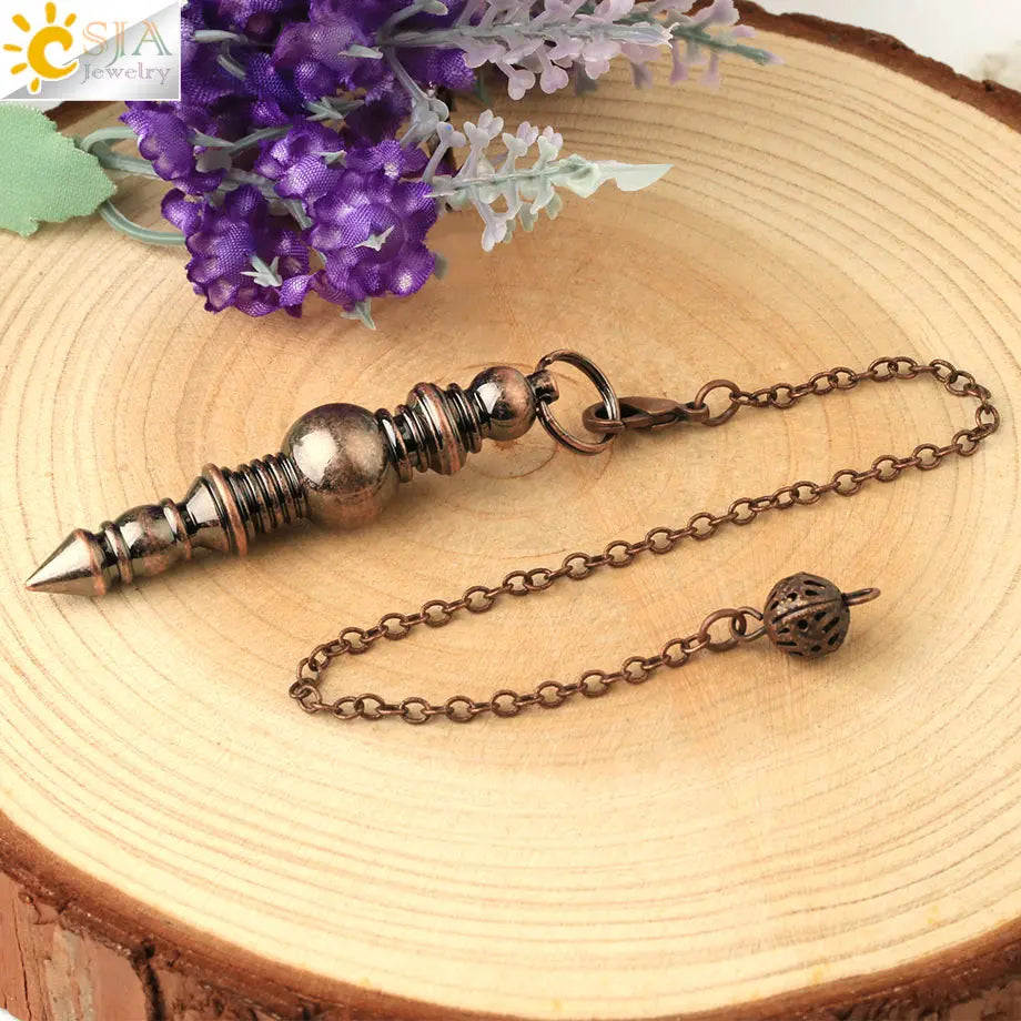 CSJA Spiritual products Metal Pendulum for Dowsing Pendulum Divination Silver Color Pendant Wicca Metaphysical Pendulo G652
