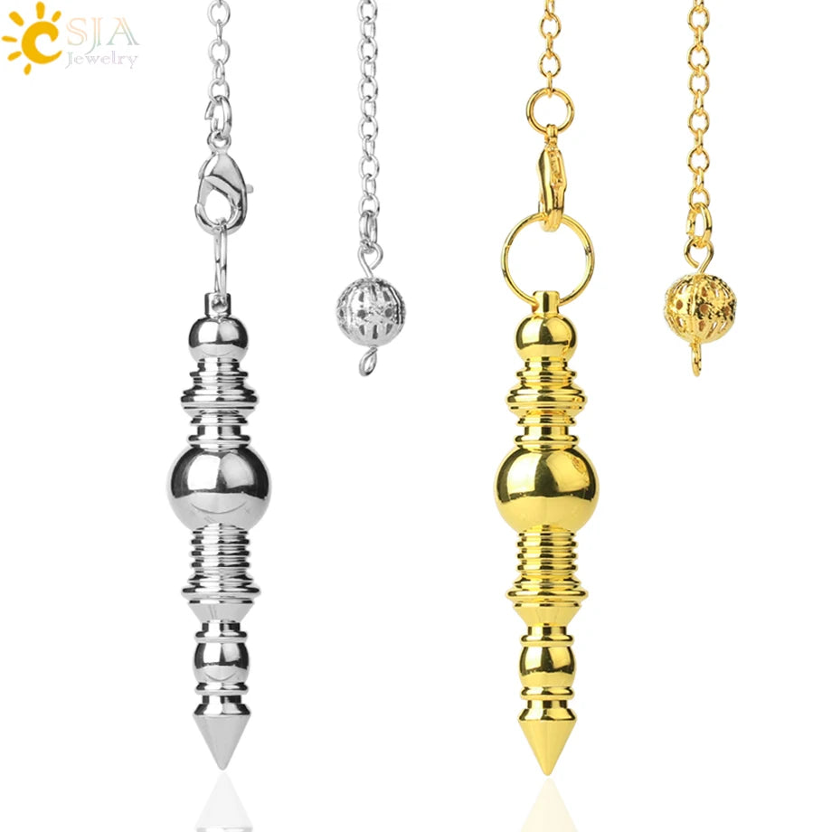 CSJA Spiritual products Metal Pendulum for Dowsing Pendulum Divination Silver Color Pendant Wicca Metaphysical Pendulo G652
