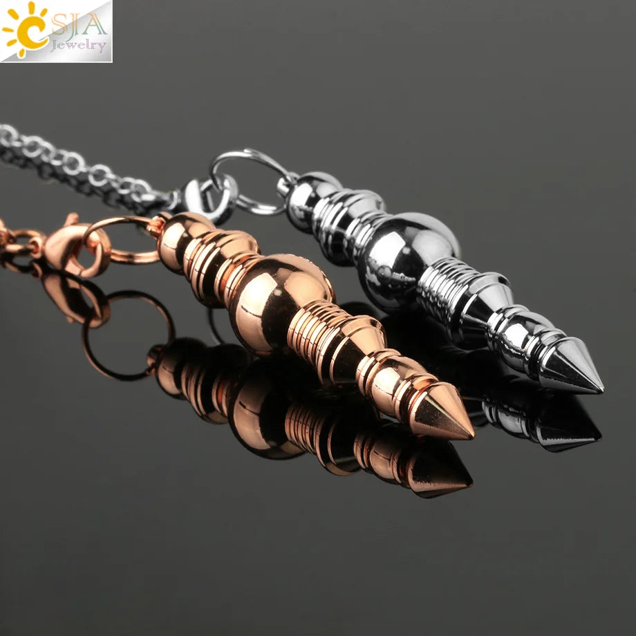 CSJA Spiritual products Metal Pendulum for Dowsing Pendulum Divination Silver Color Pendant Wicca Metaphysical Pendulo G652