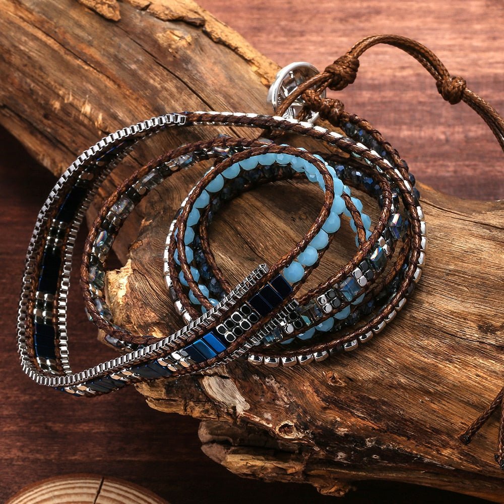 Blue Beaded Adjustable Bracelet - Elementsofthewitch