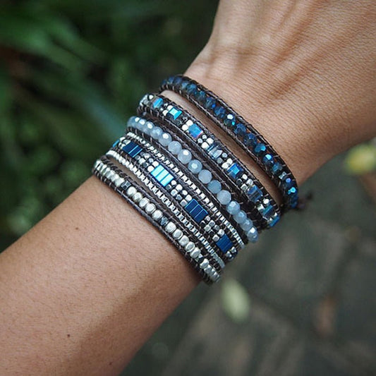Blue Beaded Adjustable Bracelet - Elementsofthewitch