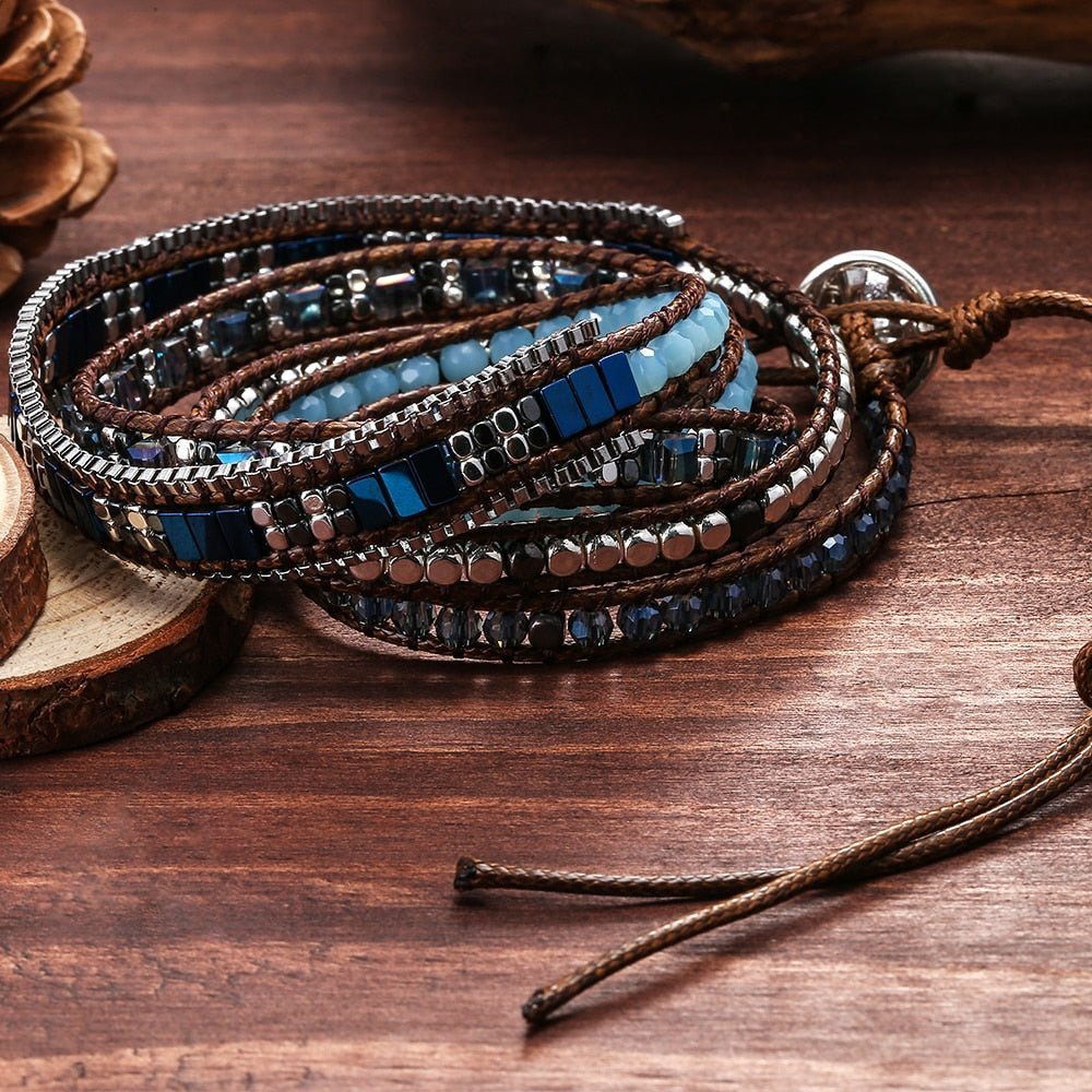 Blue Beaded Adjustable Bracelet - Elementsofthewitch