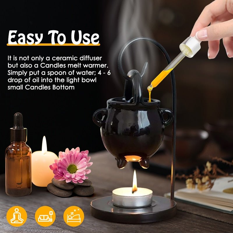 Ceramic Cauldron Essential Oil Burner - Elementsofthewitch