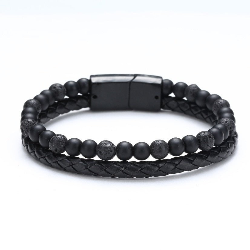 Classic Leather and Tiger Eye Stone Bracelet - Elementsofthewitch