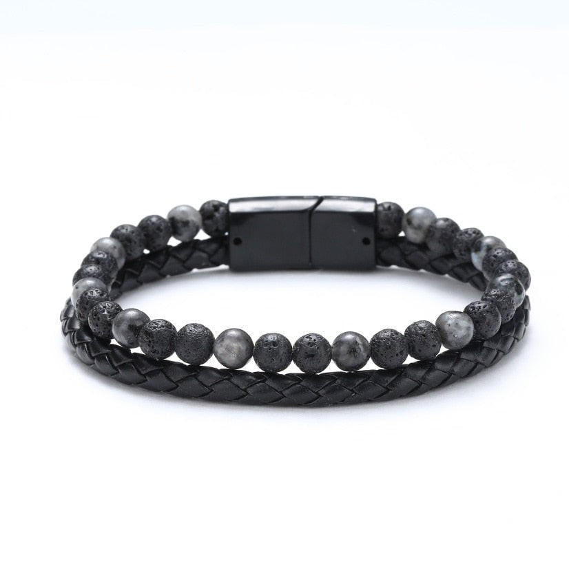 Classic Leather and Tiger Eye Stone Bracelet - Elementsofthewitch