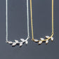 Dainty Crystal Branch Leaf Pendant Necklace - Elementsofthewitch