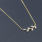 Dainty Crystal Branch Leaf Pendant Necklace - Elementsofthewitch