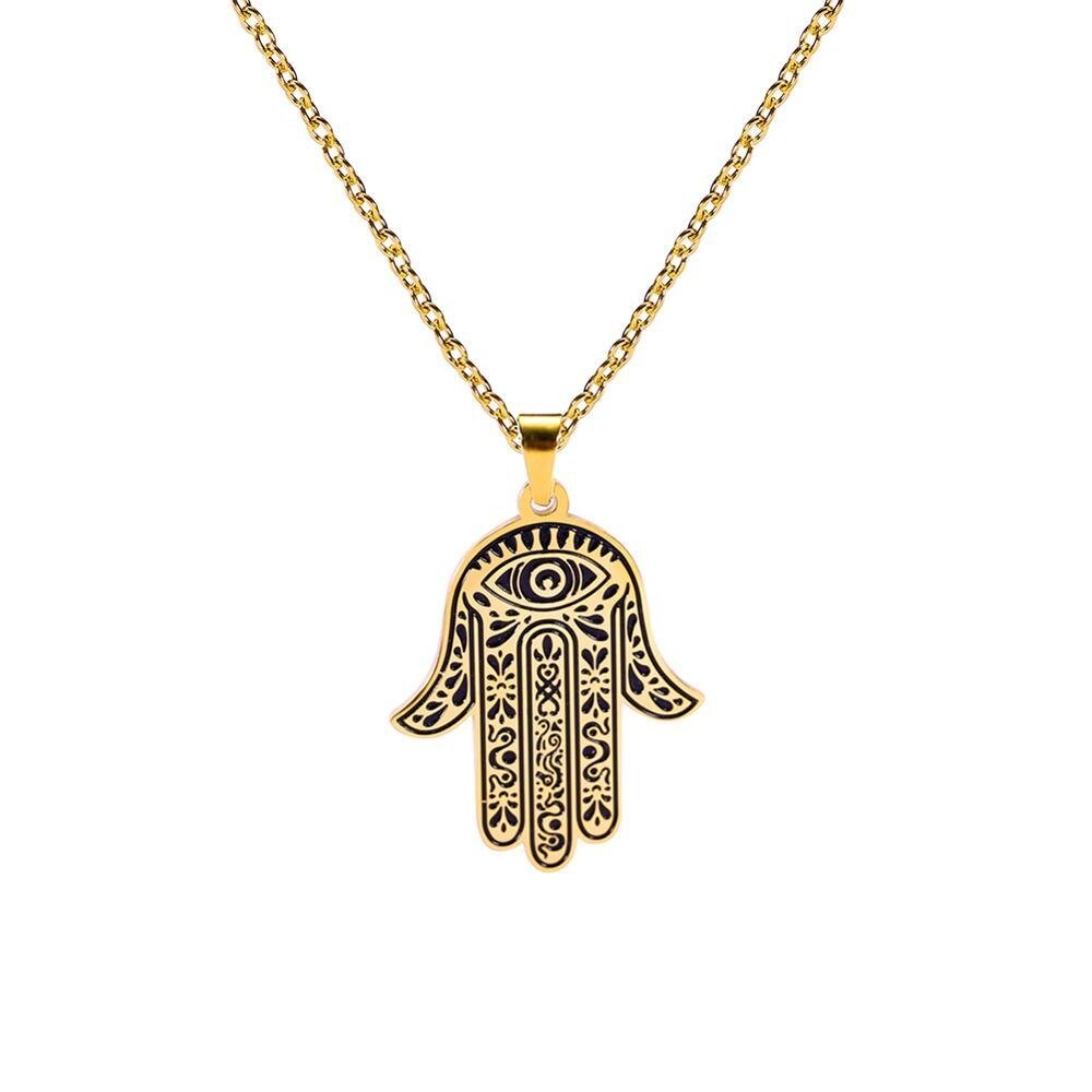 Hamesh Hamsa Fatima Hand Pendant Necklace - Elementsofthewitch