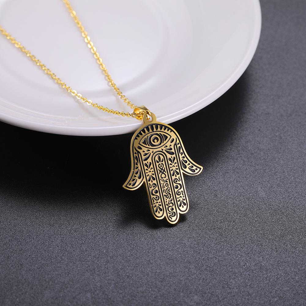 Hamesh Hamsa Fatima Hand Pendant Necklace - Elementsofthewitch